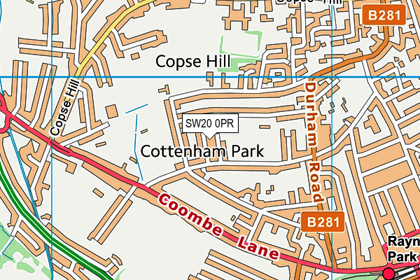 SW20 0PR map - OS VectorMap District (Ordnance Survey)