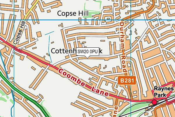 SW20 0PU map - OS VectorMap District (Ordnance Survey)