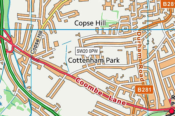 SW20 0PW map - OS VectorMap District (Ordnance Survey)