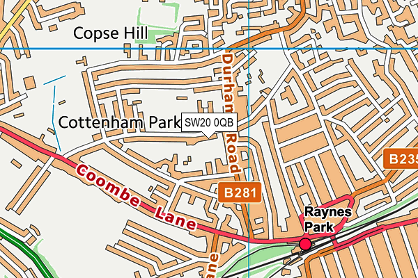 SW20 0QB map - OS VectorMap District (Ordnance Survey)