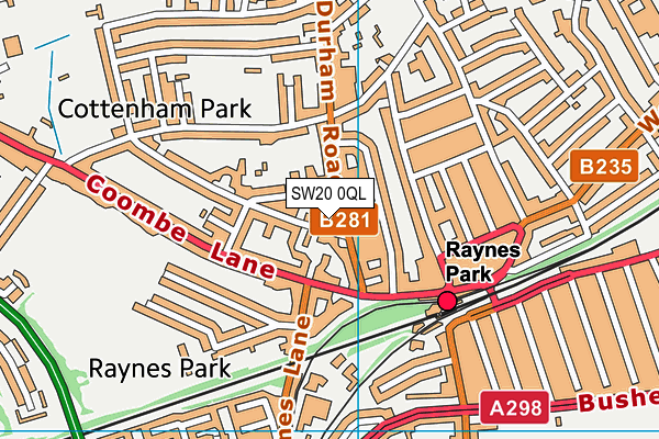 SW20 0QL map - OS VectorMap District (Ordnance Survey)