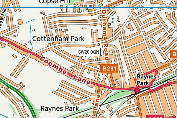 SW20 0QN map - OS VectorMap District (Ordnance Survey)