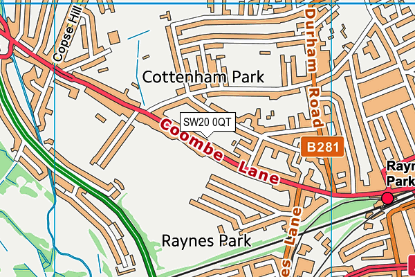 SW20 0QT map - OS VectorMap District (Ordnance Survey)