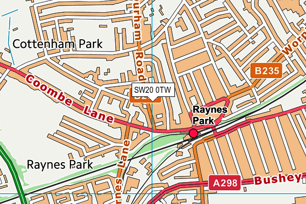 SW20 0TW map - OS VectorMap District (Ordnance Survey)