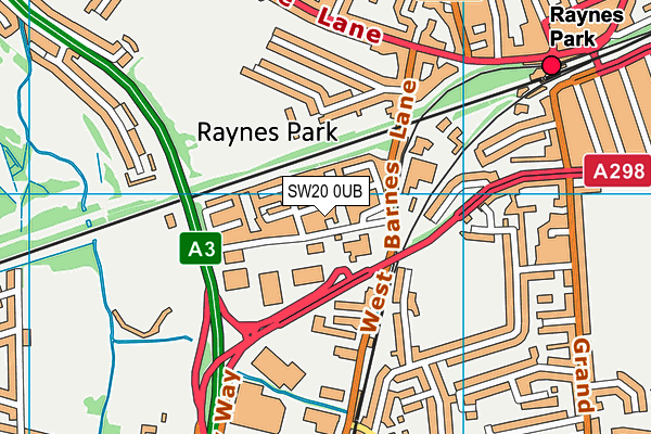 SW20 0UB map - OS VectorMap District (Ordnance Survey)