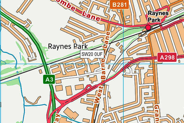 SW20 0UF map - OS VectorMap District (Ordnance Survey)