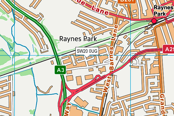 SW20 0UG map - OS VectorMap District (Ordnance Survey)