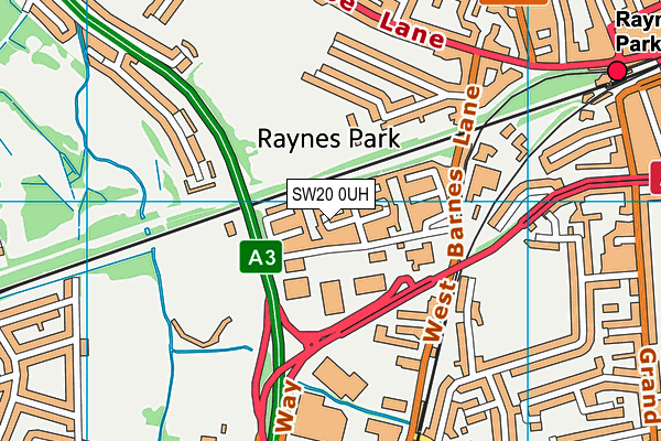 SW20 0UH map - OS VectorMap District (Ordnance Survey)