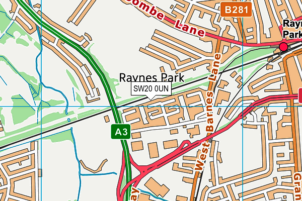 SW20 0UN map - OS VectorMap District (Ordnance Survey)