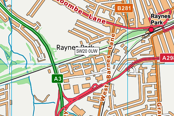 SW20 0UW map - OS VectorMap District (Ordnance Survey)