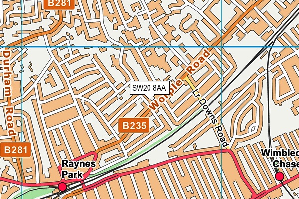 SW20 8AA map - OS VectorMap District (Ordnance Survey)