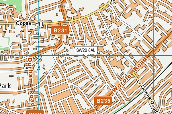 SW20 8AL map - OS VectorMap District (Ordnance Survey)