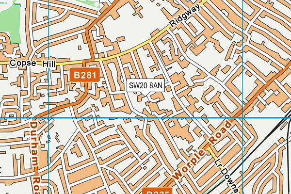 SW20 8AN map - OS VectorMap District (Ordnance Survey)