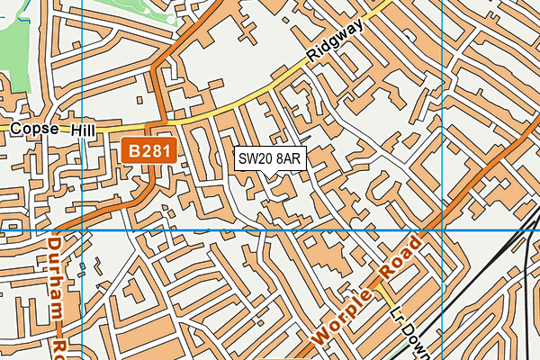 SW20 8AR map - OS VectorMap District (Ordnance Survey)