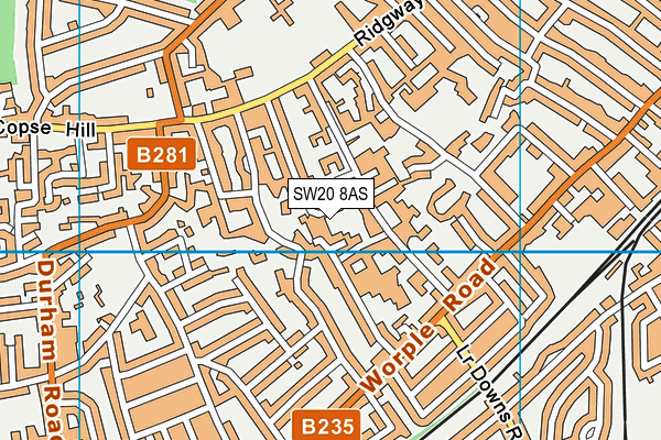 SW20 8AS map - OS VectorMap District (Ordnance Survey)