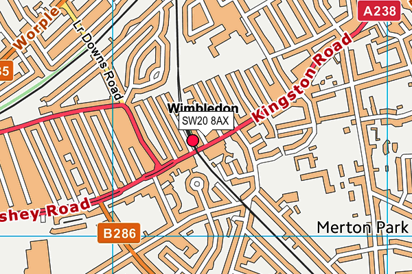 SW20 8AX map - OS VectorMap District (Ordnance Survey)