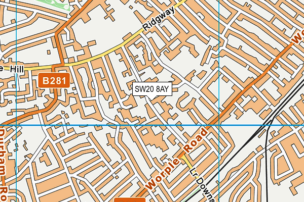SW20 8AY map - OS VectorMap District (Ordnance Survey)