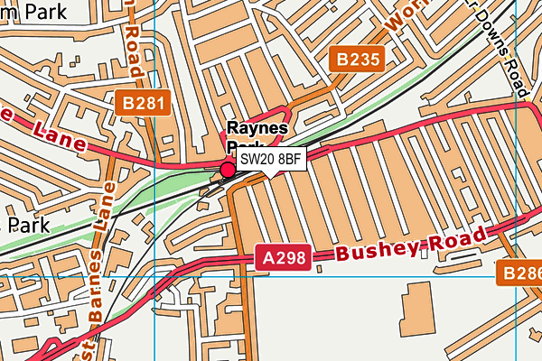 SW20 8BF map - OS VectorMap District (Ordnance Survey)