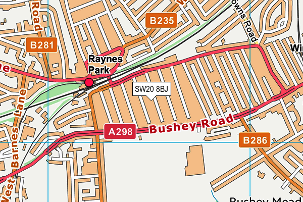 SW20 8BJ map - OS VectorMap District (Ordnance Survey)