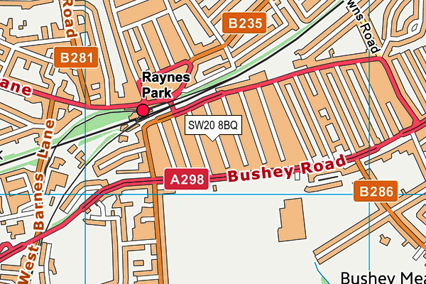 SW20 8BQ map - OS VectorMap District (Ordnance Survey)