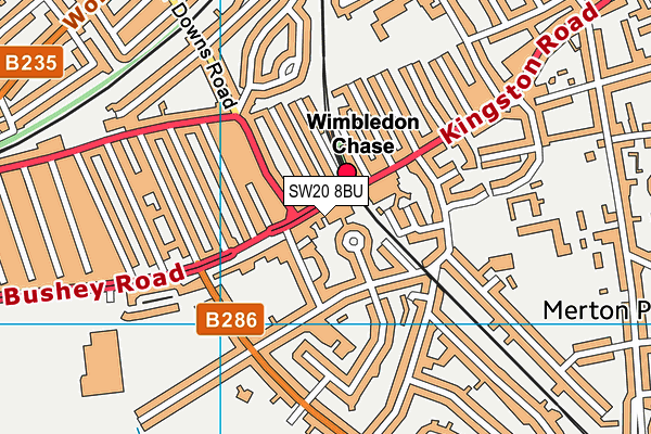 SW20 8BU map - OS VectorMap District (Ordnance Survey)