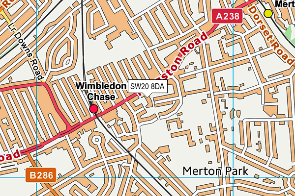 SW20 8DA map - OS VectorMap District (Ordnance Survey)