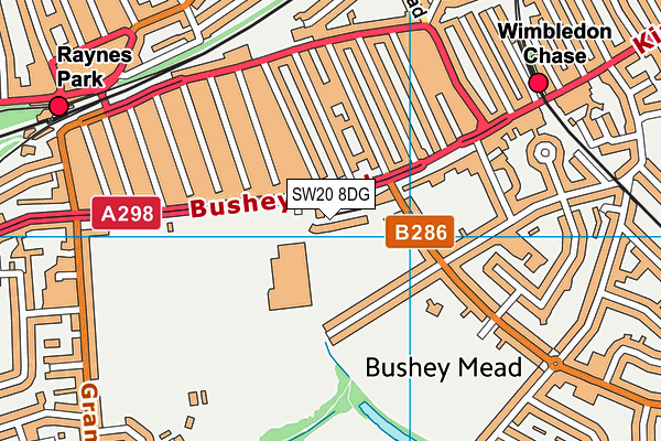 SW20 8DG map - OS VectorMap District (Ordnance Survey)