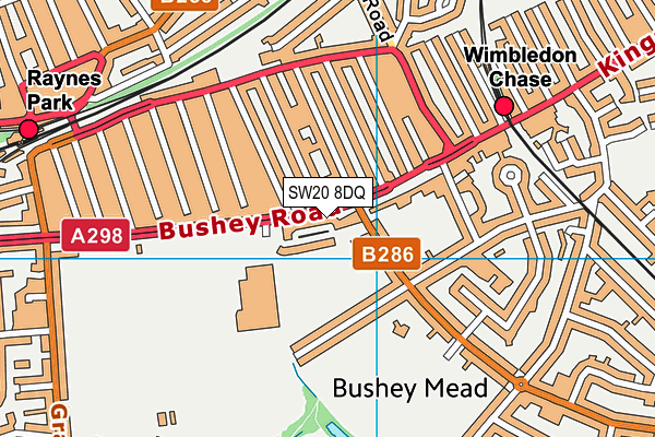 SW20 8DQ map - OS VectorMap District (Ordnance Survey)