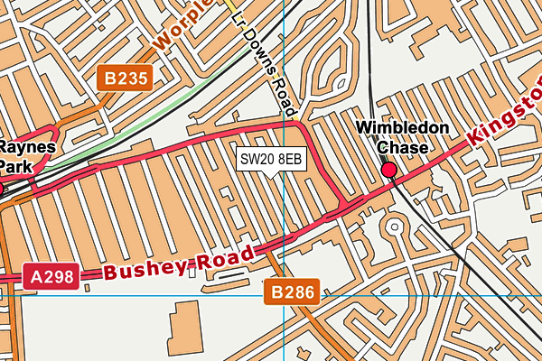 SW20 8EB map - OS VectorMap District (Ordnance Survey)