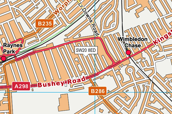 SW20 8ED map - OS VectorMap District (Ordnance Survey)