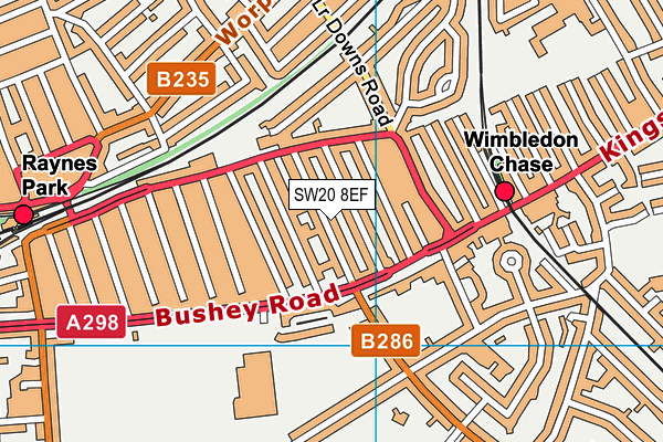 SW20 8EF map - OS VectorMap District (Ordnance Survey)