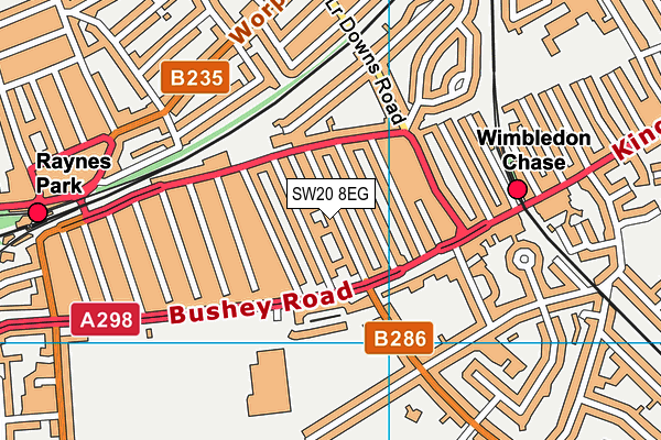 SW20 8EG map - OS VectorMap District (Ordnance Survey)