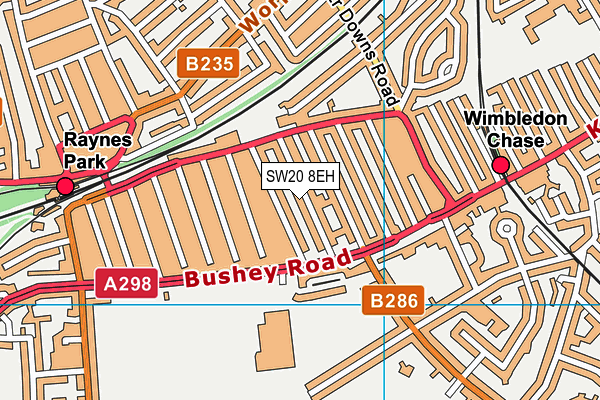 SW20 8EH map - OS VectorMap District (Ordnance Survey)