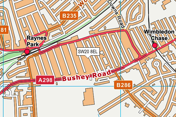 SW20 8EL map - OS VectorMap District (Ordnance Survey)