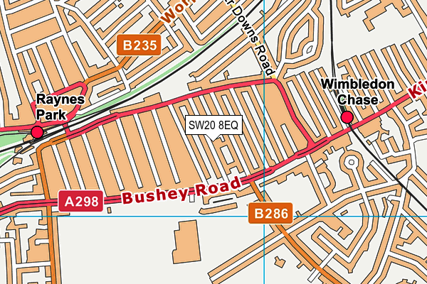 SW20 8EQ map - OS VectorMap District (Ordnance Survey)