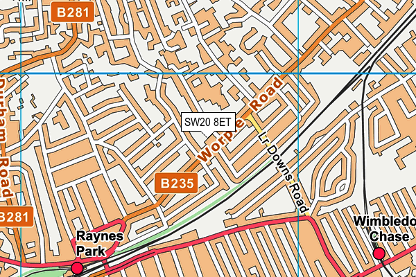 SW20 8ET map - OS VectorMap District (Ordnance Survey)