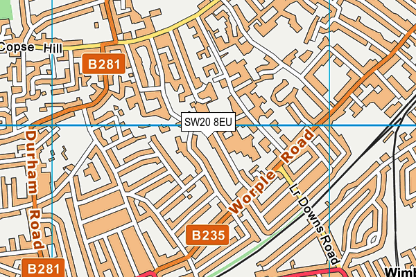 SW20 8EU map - OS VectorMap District (Ordnance Survey)