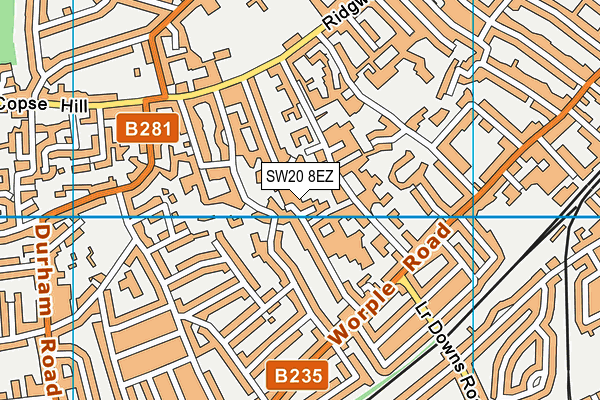 SW20 8EZ map - OS VectorMap District (Ordnance Survey)