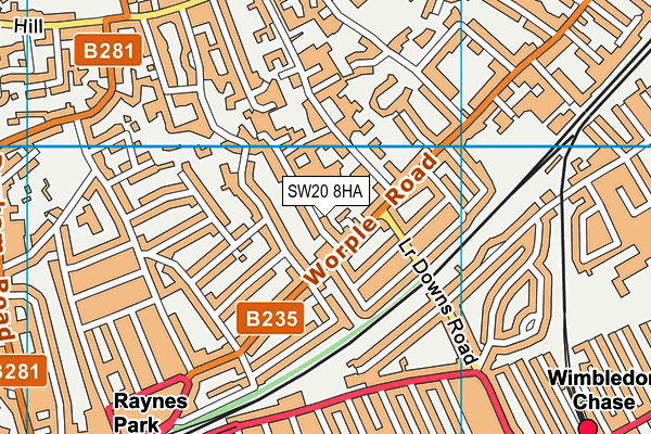 SW20 8HA map - OS VectorMap District (Ordnance Survey)