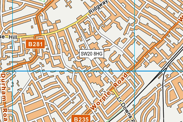 SW20 8HG map - OS VectorMap District (Ordnance Survey)