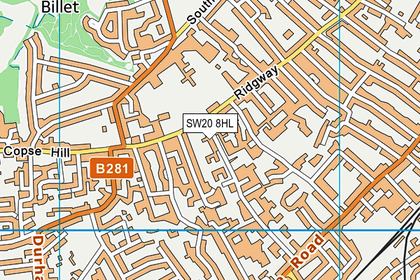 SW20 8HL map - OS VectorMap District (Ordnance Survey)