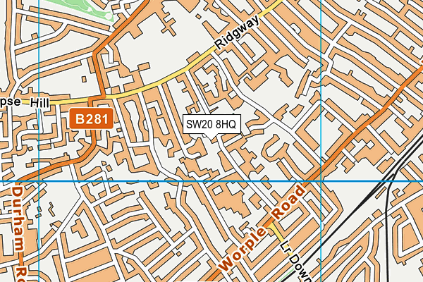 SW20 8HQ map - OS VectorMap District (Ordnance Survey)