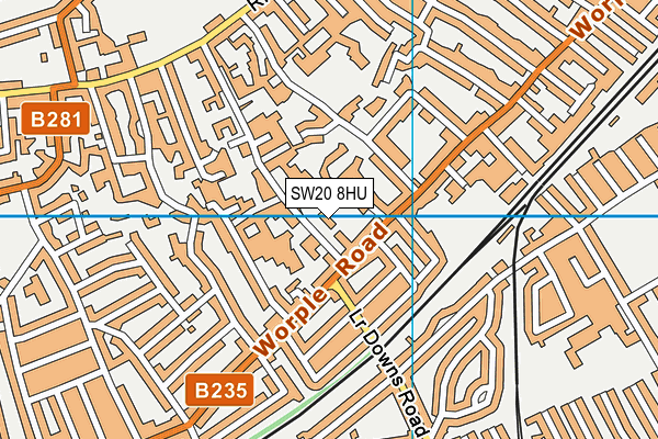 SW20 8HU map - OS VectorMap District (Ordnance Survey)