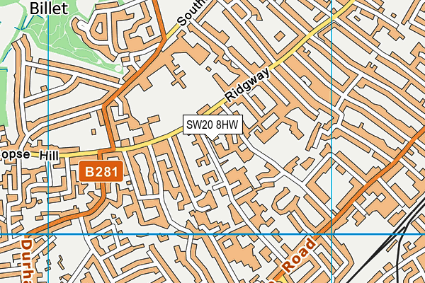 SW20 8HW map - OS VectorMap District (Ordnance Survey)