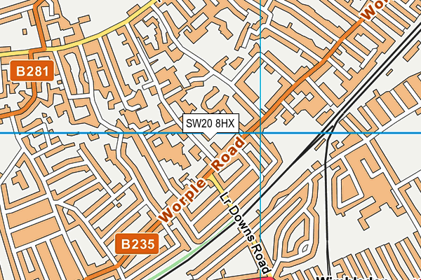 SW20 8HX map - OS VectorMap District (Ordnance Survey)