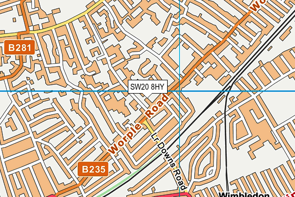 SW20 8HY map - OS VectorMap District (Ordnance Survey)