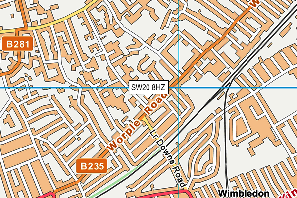 SW20 8HZ map - OS VectorMap District (Ordnance Survey)