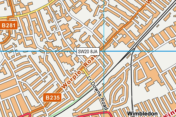 SW20 8JA map - OS VectorMap District (Ordnance Survey)