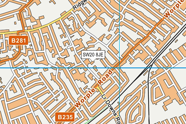 SW20 8JE map - OS VectorMap District (Ordnance Survey)