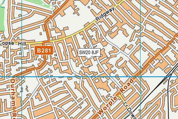 SW20 8JF map - OS VectorMap District (Ordnance Survey)